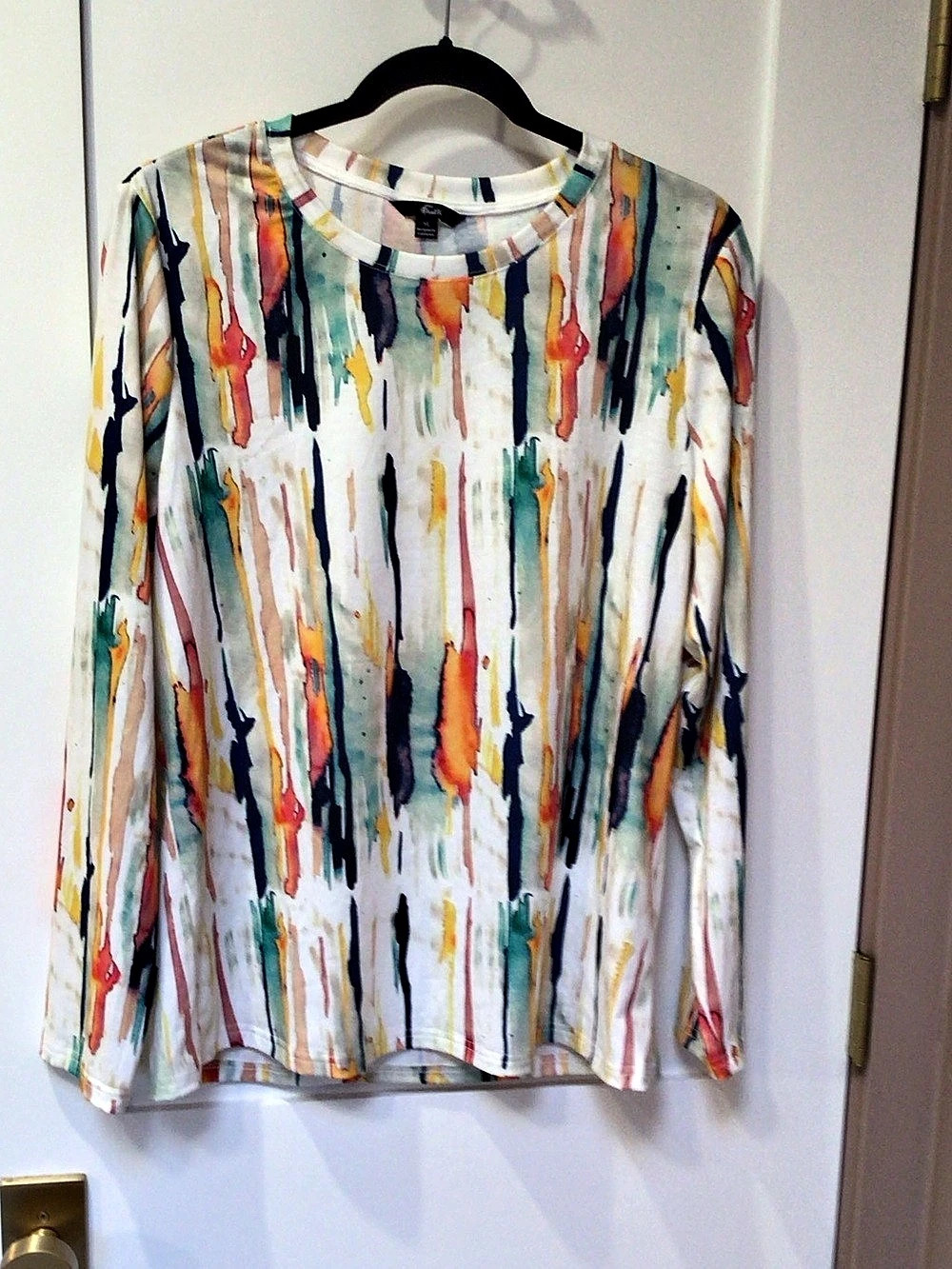 Shall We Long Sleeve Abstract Print Top Size XL Like New